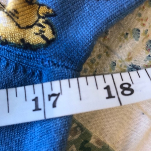 Charter Club Button Up Sweater M Blue Floral Long Sleeves Ribbed Autumn - Picture 3 of 7